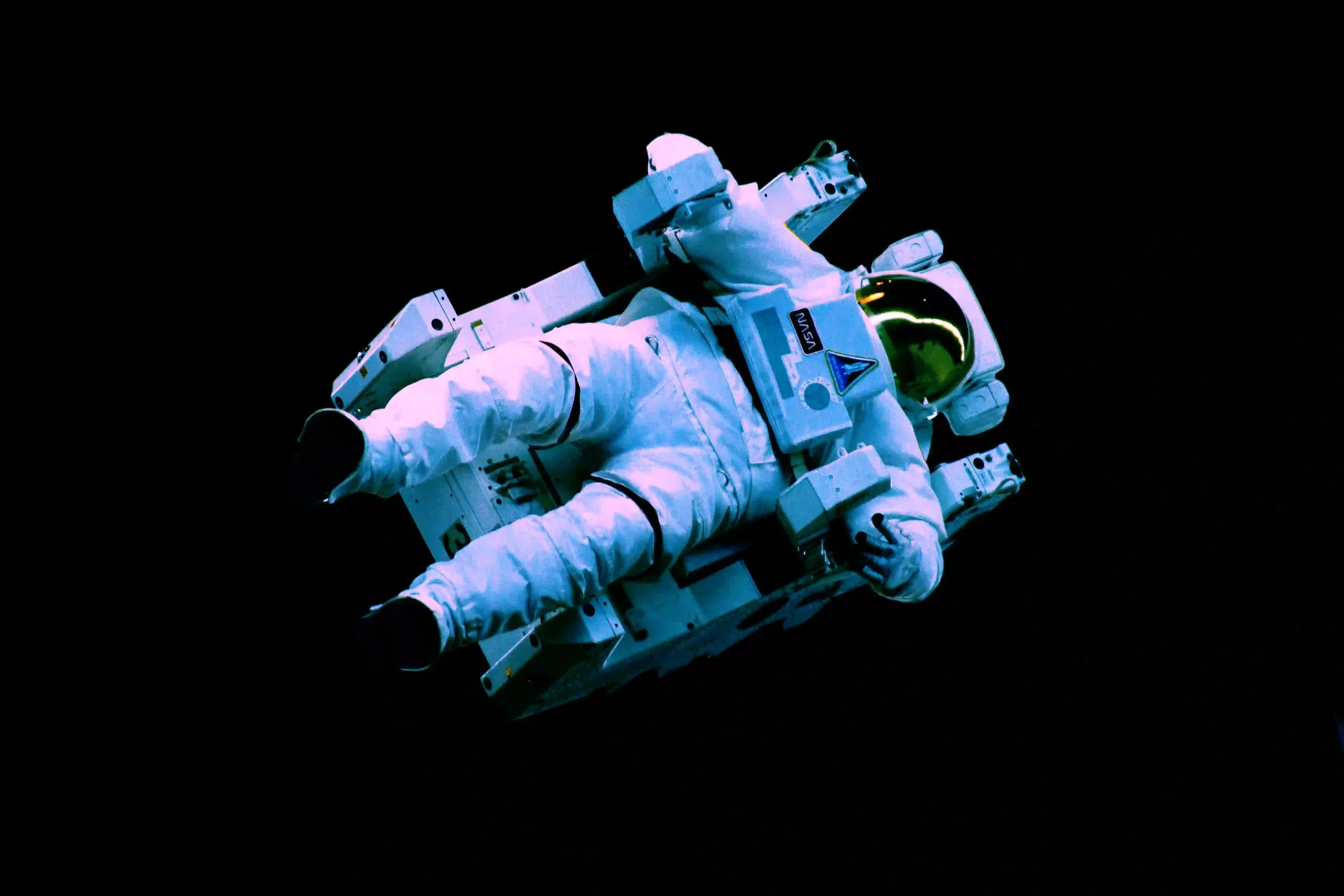 colorful astronaut floating in space